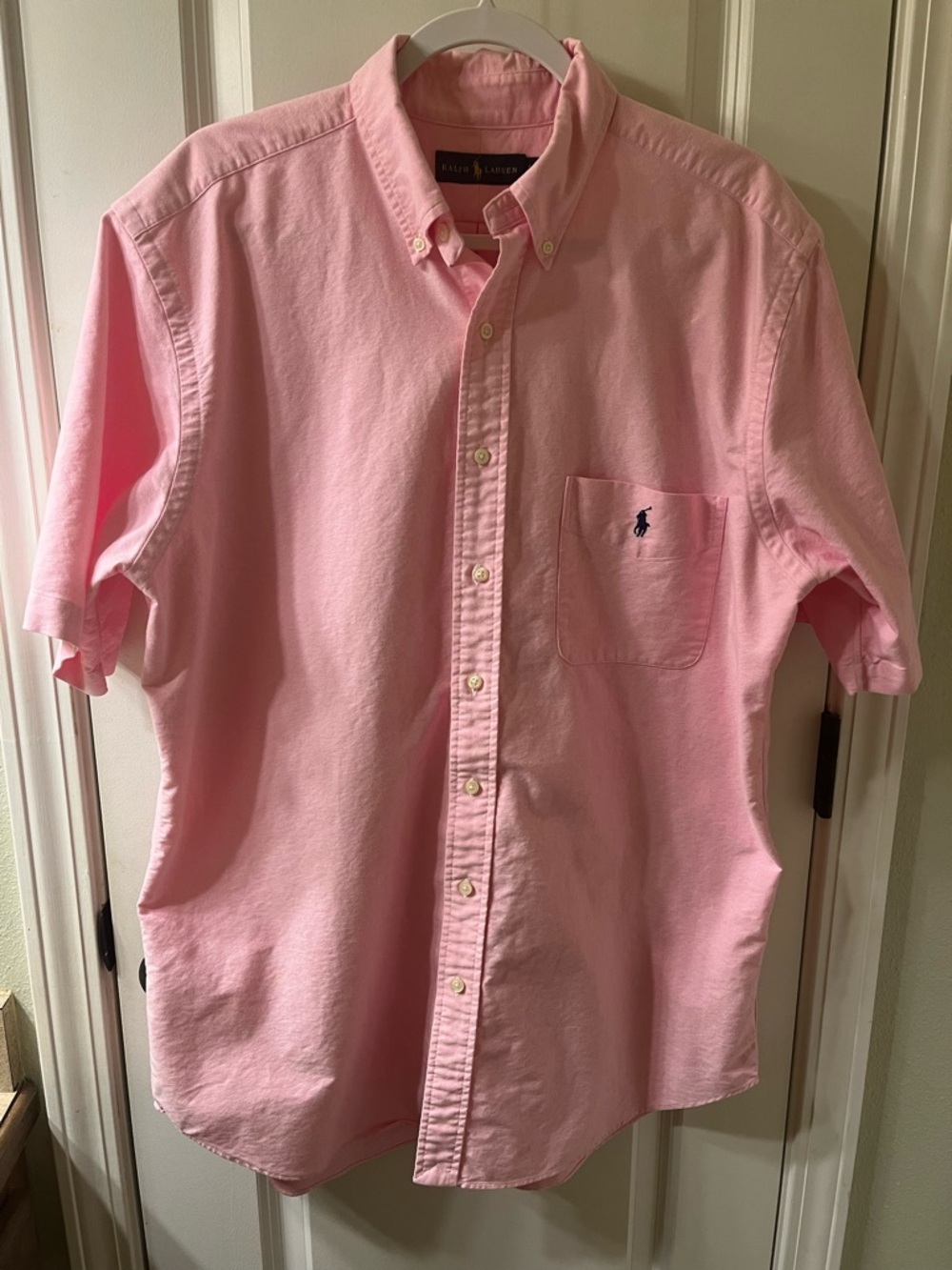 Ralph Lauren Men’s Light Pink Short-Sleeve Button-Down Oxford Shirt
